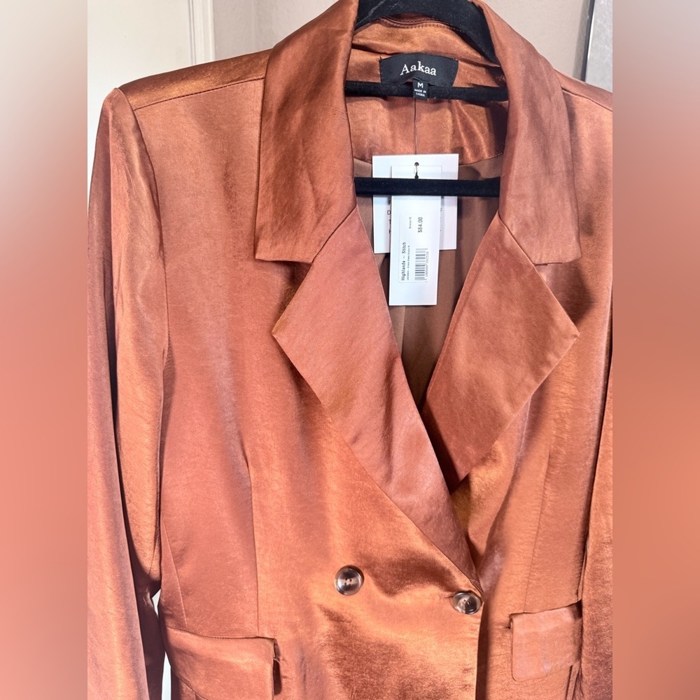 NWT - Aakaa Shimmering Bronze Blazer - Size M - Picture 5 of 15